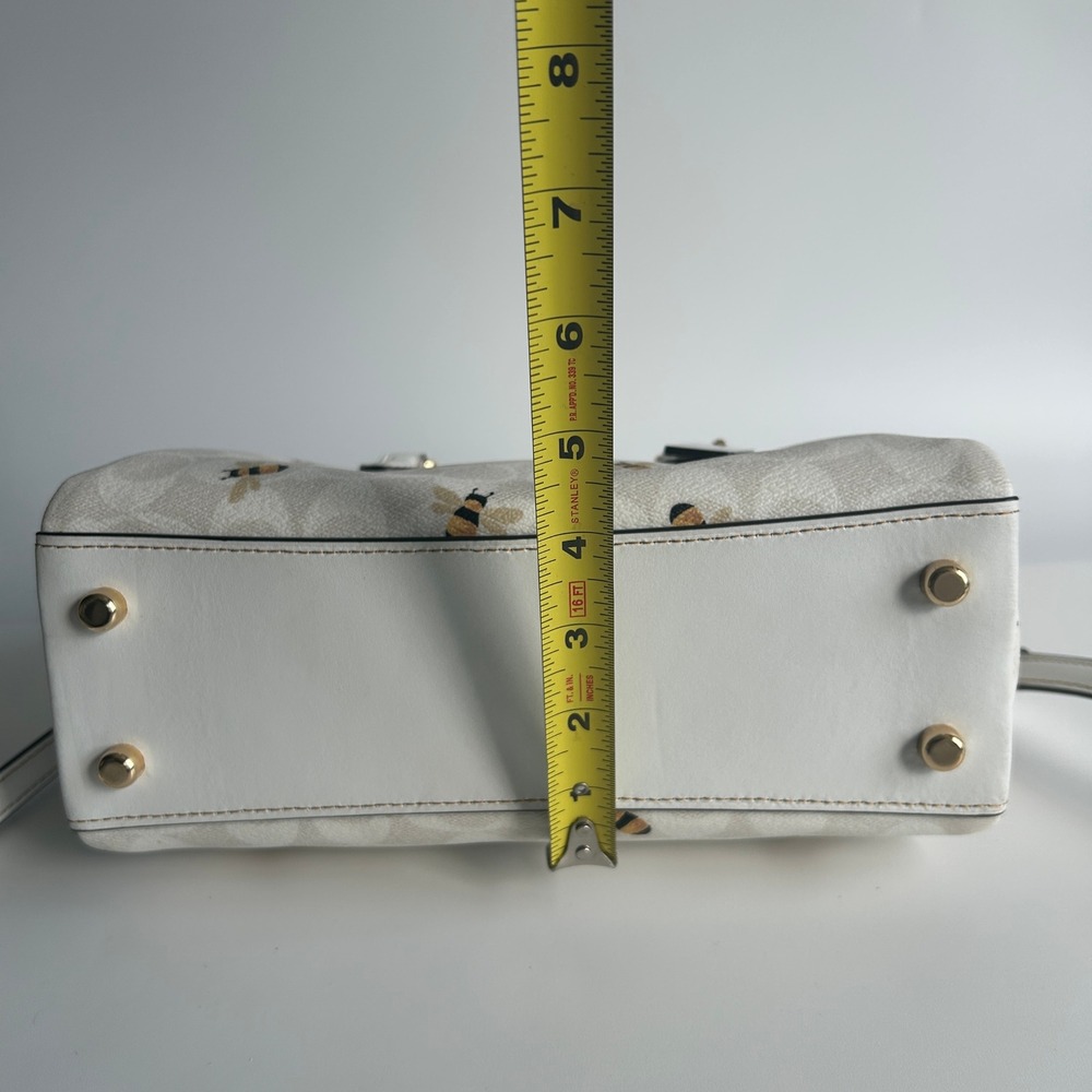 Coach Mini Darcie Carryall White Signature Bee Canvas Satchel Bag CH517 - Picture 12 of 12
